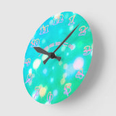 NEON Wandklok Turquoise ROZE LUCHT Persoonlijk Ges (Hoek)