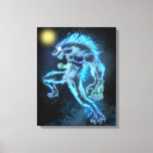 Neon Warewolf Canvas Afdruk (Voorkant)