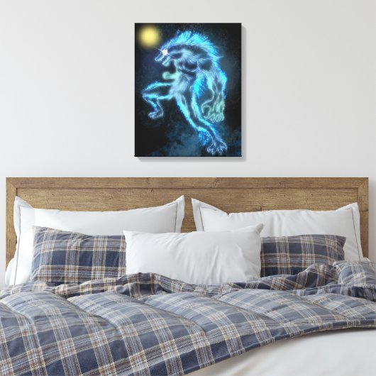 Neon Warewolf Canvas Afdruk (Insitu (Slaapkamer))