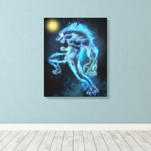 Neon Warewolf Canvas Afdruk (Insitu (Houten vloer))