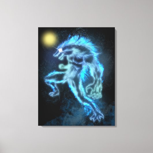 Neon Warewolf Canvas Afdruk (Voorkant)