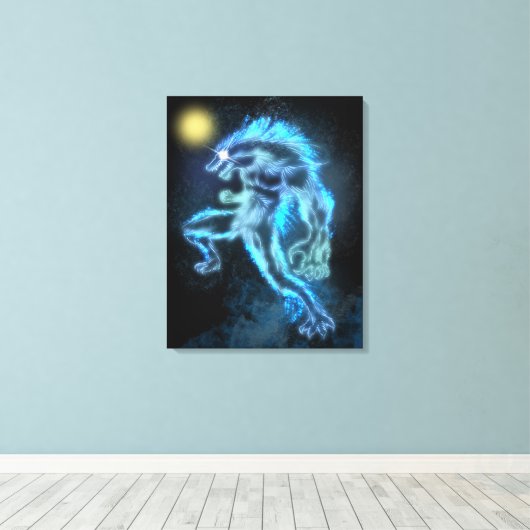 Neon Warewolf Canvas Afdruk (Insitu (Houten vloer))