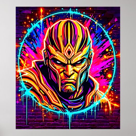 Neon Warrior Power Art Poster (Voorkant)