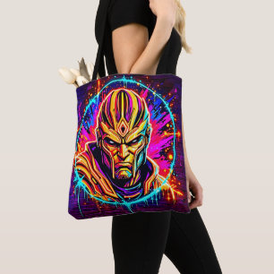 Neon Warrior Power Art Tote Bag