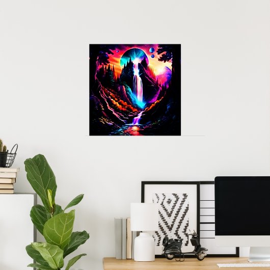 Neon Waterfall Poster (Thuiskantoor)