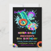 Neon waterglijbaan zwembad verjaardagsfeestje kaart (Voorkant)