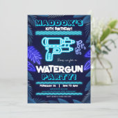 Neon Watergun Party Uitnodiging Zomer (Staand voorkant)