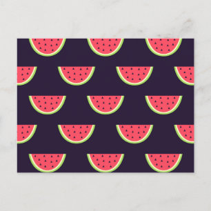 Neon Watermelon op het Paarse Patroon Briefkaart