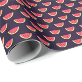 Neon Watermelon op het Paarse Patroon Cadeaupapier (Rol Hoek)