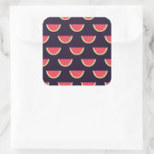 Neon Watermelon op het Paarse Patroon Vierkante Sticker (Tas)