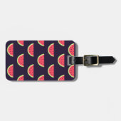 Neon Watermelon op Paars Patroon Bagagelabel (Voorkant horizontaal)