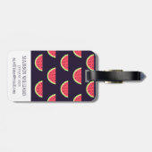 Neon Watermelon op Paars Patroon Bagagelabel (Achterkant horizontaal)