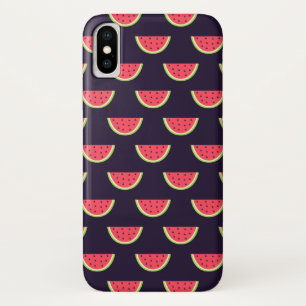 Neon Watermelon op Paars Patroon iPhone X Hoesje