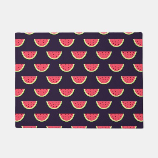 Neon Watermelon op Paars Patroon Deurmat (Voorkant)