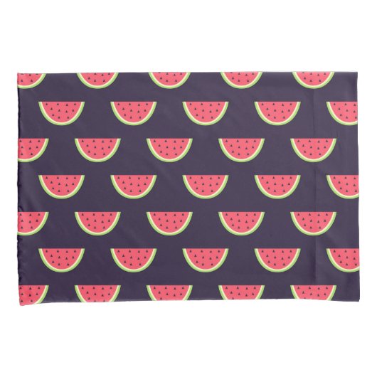 Neon Watermelon op Paars Patroon Kussensloop (Voorkant-Rechts)