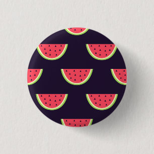 Neon Watermelon op Paars Patroon Ronde Button 3,2 Cm