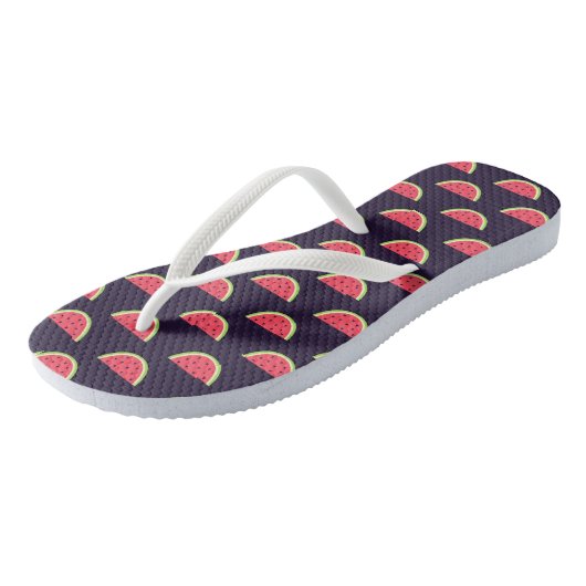 Neon Watermelon op Paars Patroon Teenslippers (Schuin)