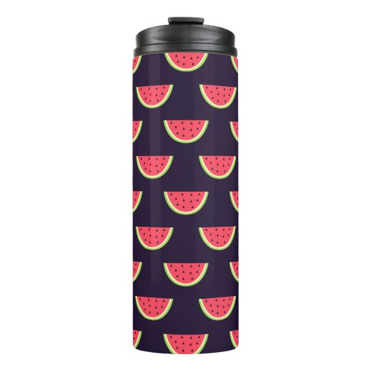 Neon Watermelon op Paars Patroon Thermosbeker (Voorkant)