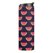 Neon Watermelon op Paars Patroon Thermosbeker (Gedraaid links)
