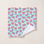 Neon Watermelon op Stripes Pattern Bad Handdoek (Wasdoekje)