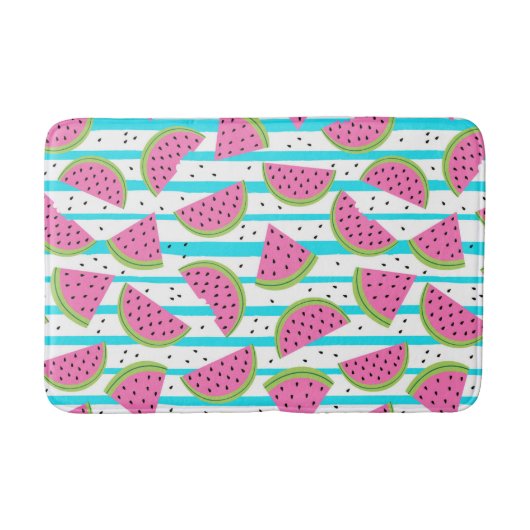 Neon Watermelon op Stripes Pattern Badmat (Voorkant)