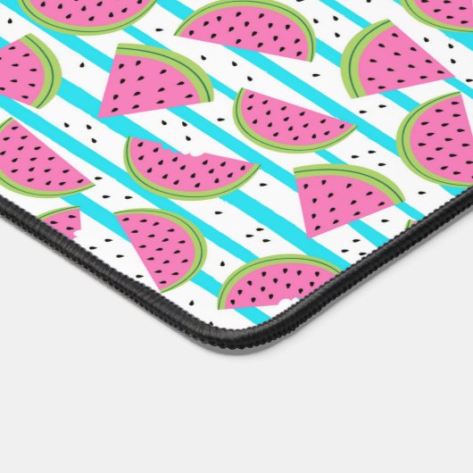 Neon Watermelon op Stripes Pattern Bureaumat (Hoek)