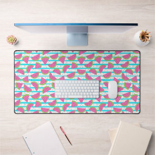 Neon Watermelon op Stripes Pattern Bureaumat