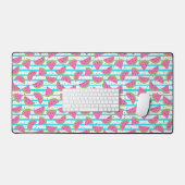 Neon Watermelon op Stripes Pattern Bureaumat (Keyboard & Muis)