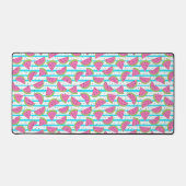 Neon Watermelon op Stripes Pattern Bureaumat (Voorkant)