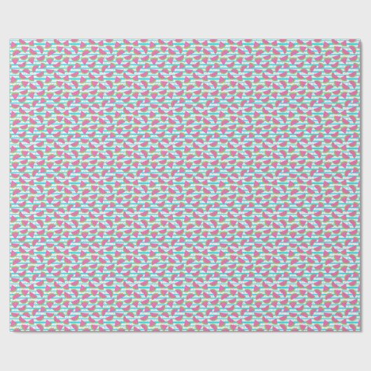 Neon Watermelon op Stripes Pattern Cadeaupapier (Vlak)