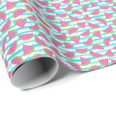 Neon Watermelon op Stripes Pattern Cadeaupapier (Rol Hoek)