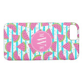 Neon Watermelon op Stripes Pattern Case-Mate iPhone Case (Achterkant (Horizontaal))