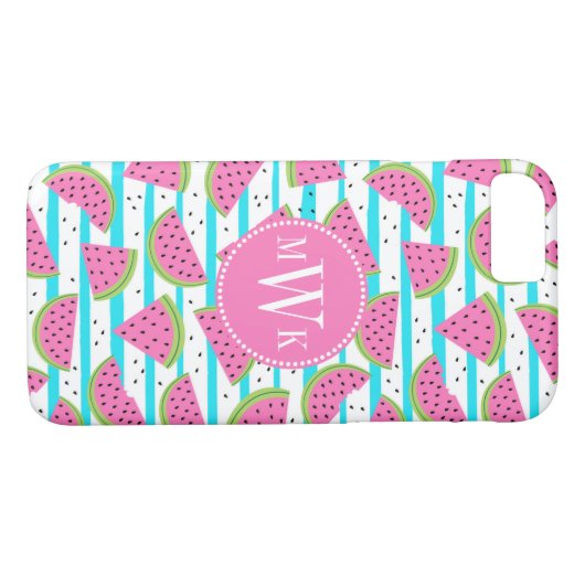 Neon Watermelon op Stripes Pattern Case-Mate iPhone Case (Achterkant (Horizontaal))