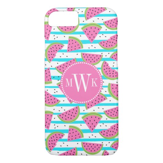Neon Watermelon op Stripes Pattern Case-Mate iPhone Case (Achterkant)