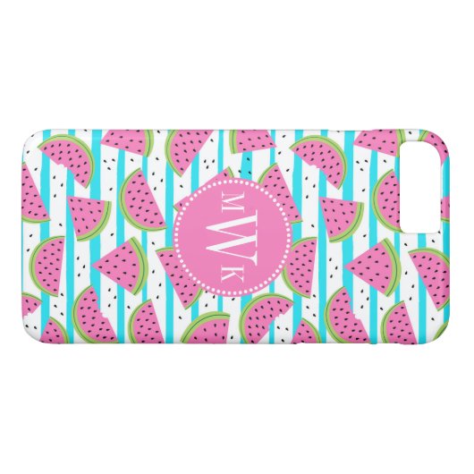 Neon Watermelon op Stripes Pattern Case-Mate iPhone Case (Achterkant (Horizontaal))