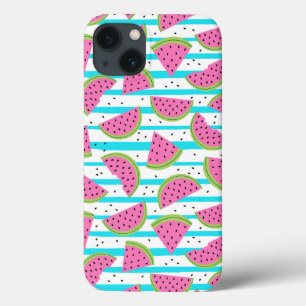 Neon Watermelon op Stripes Pattern iPhone 13 Hoesje