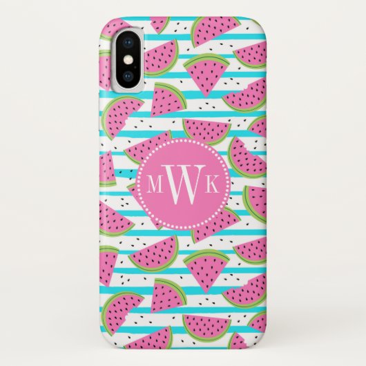 Neon Watermelon op Stripes Pattern Case-Mate iPhone Case (Achterkant)