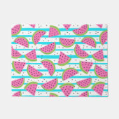 Neon Watermelon op Stripes Pattern Deurmat (Voorkant)