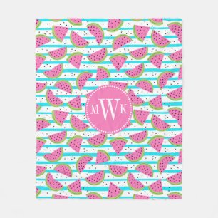 Neon Watermelon op Stripes Pattern Fleece Deken