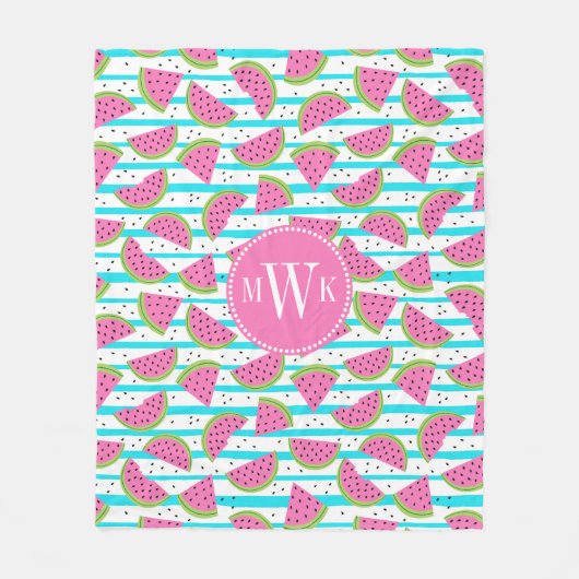 Neon Watermelon op Stripes Pattern Fleece Deken (Voorkant)