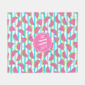 Neon Watermelon op Stripes Pattern Fleece Deken (Voorkant (Horizontaal))