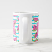 Neon Watermelon op Stripes Pattern Grote Koffiekop (Achterkant)