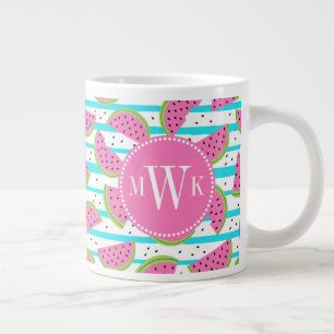 Neon Watermelon op Stripes Pattern Grote Koffiekop