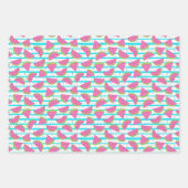 Neon Watermelon op Stripes Pattern Inpakpapier Vel (Voorkant 3)
