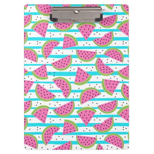 Neon Watermelon op Stripes Pattern Klembord (Voorkant)