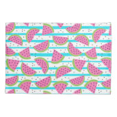 Neon Watermelon op Stripes Pattern Kussensloop (Achterkant-Links)