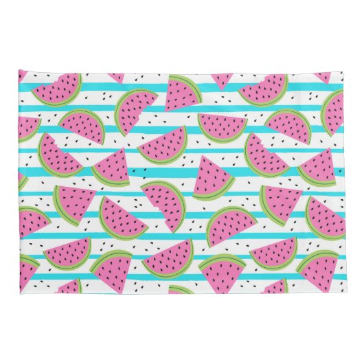Neon Watermelon op Stripes Pattern Kussensloop (Achterkant-Rechts)