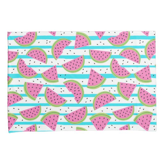 Neon Watermelon op Stripes Pattern Kussensloop (Voorkant-Rechts)