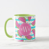 Neon Watermelon op Stripes Pattern Mok (Links)