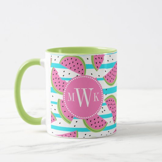 Neon Watermelon op Stripes Pattern Mok (Links)